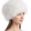 LA CARRIE Women's Faux Fur Hat for Winter with Stretch Cossack Russian Style White Warm Cap