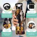 Cute Dog Insulated Water Bottle with Straw 20 oz,Pet Faces Stainless Steel Leak Resistant Double Wall Water Bottles with Handle for Gym Sports Travel Outdoor