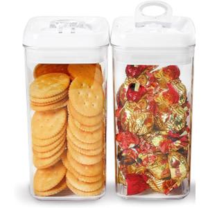 Food FlipTite Airtight Storage Containers 1.2L (2Pack), BPAFree Acrylic, Easy OneHand Flip Lid, Stackable Pantry Jars for Snacks, Coffee, Pet Treats & Small Kitchen Items (Medium)