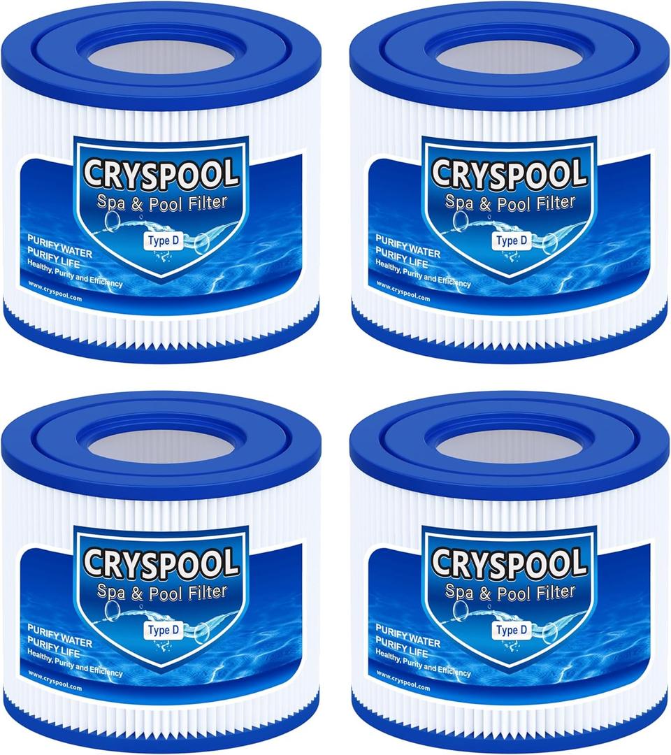 Cryspool Type D Filter Compatible with Summer Escapes, Summer Waves P57100102, P57000104, Above Ground Pool Filters, 4 Pack