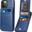 iPhone 14 Pro Wallet Case with Credit Card Holder Case for Women Men PU Leather Wallet Case for iPhone 14 Pro Case 6.1 inch (Blue)