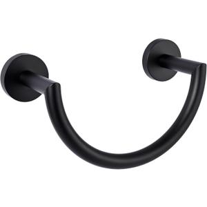 HouseAid Stainless Steel Towel Ring for Bathroom, Hand Towel Holder, Modern Semi-Circular Hand Towel Rack, Wall Mounted, Matte Black
