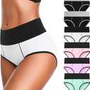 Eiggam Underwear for Women Cotton High Waist Panties Full Coverage Briefs Soft Strech Ladies Breathable Panties-Multi Pack (Medium)