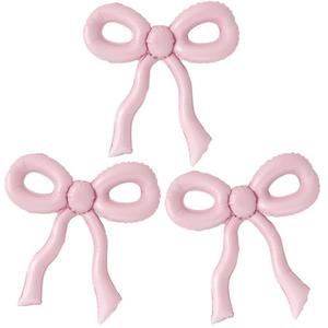3 Pcs Matte Dusty Pink Bow Balloons, Boho Cavern Pink Foil Balloons for Arch or Garland, Muted Baby Pink Bow Balloons for Girls Women Wedding Baby Shower Bridal Birthday Party Decorations, 25 Inch
