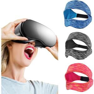 VR Eye Mask, Adjustable Breathable VR Sweat Band for Meta/Oculus Quest 2/3/3S/Pro, HTC Vive, PS, Gear, VR Workouts (3PCS) (Colourful)