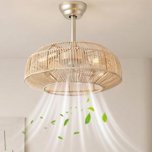 20 inch Fandelier Boho Caged Ceiling Fans with Lights Flush Mount, 20 inches x 20 inches x 9.3 inches