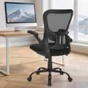 Ergonomic Mesh Office Chair with Adjustable Lumbar Support, Flip-Up Arms & Rolling Swivel Base, Breathable Computer Desk Chair for Home Office, Study & Remote Work, Black, Medium size
