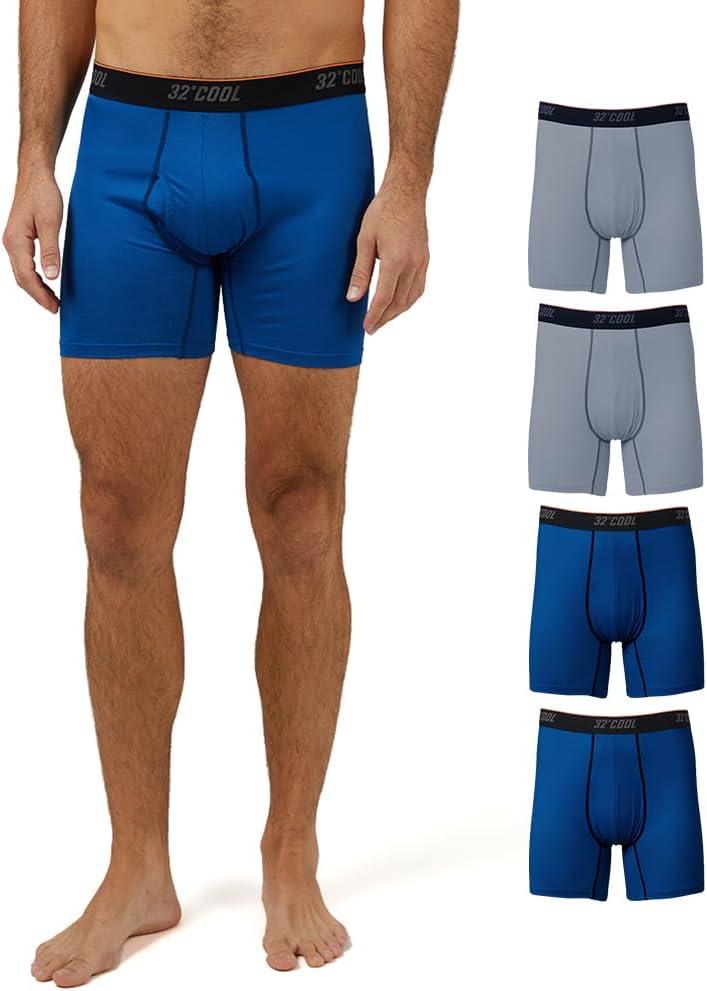 32 Degrees Mens 4 Pack Cool Active Boxer Brief | Anti-Odor | Quick Drying | 4-Way Stretch (XL)