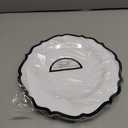 PLASTICPRO 64 Pack Elegant Disposable Plastic Plates Combo Set Includes 32 Dinner Plates and 32 Salad Plates Heavy Duty Fancy Party Plates White & Black Contemporary Design