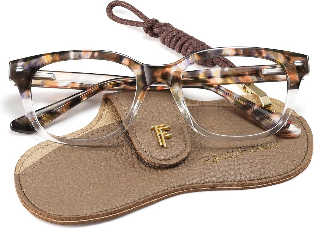 Square Reading Glasses for Women - Amber Mist - Honey Crystal 1.5x Readers