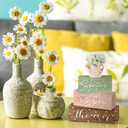 Yalikop 4 Pcs Spring Daisy Table Decorations Spring Tiered Tray Decor Daisy Wooden Block Sign Farmhouse Rustic Table Decor Centerpiece for Party Desk Home