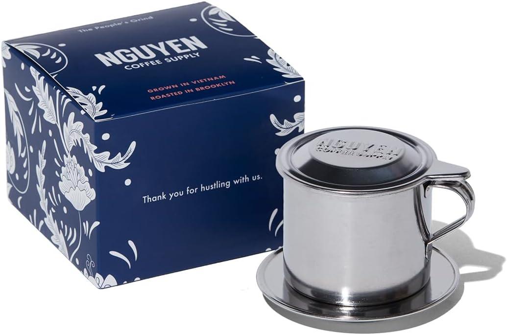 Nguyen Coffee Supply - Original Phin Filter: Stainless Steel 4oz Chamber 3.25 inch plate Diameter, Perfect Cup of Phin Drip Coffee in 5 minutes [4 oz]