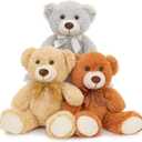 MaoGoLan 3 Pieces Bulk Teddy Bears Stuffed Animals Baby Shower, Soft Small Stuffed Teddy Bears in Bulk, 13.5" Cuddly Mini Teddy Bears Centerpiece,Wedding,Party,Engagement,Tan,Dark Brown,Gray