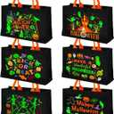 Paterr 6 Pcs Halloween Trick or Treat Bags Glow in The Dark Halloween Tote Bag 14.6'' Canvas Reusable Candy Bags for Trick or Treating, Party Favors