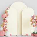 Wokceer Wedding Arch Backdrop Cover 7.2FT, 6FT, 6FT Spandex Set of 3 Wedding Arch Stand Covers Round Top Chiara Backdrop Stands Cover for Birthday Party Ceremony Banquet Decor Ivory