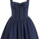 Corset Dresses for Women Spaghetti Straps Short Mini Floral Lace Bustier Dress Summer Boho Sundress (Large, Navy Blue)