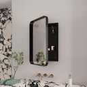 16x24 Inch Recessed Black Metal Framed Medicine Cabinet with Mirror and Adjustable Shelves Black Wall Mirror with Storage for Bathroom