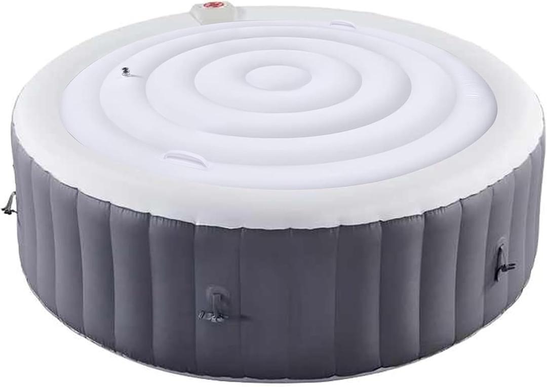 4.5 Ft Inflatable Hot Tub Cover - Energy Saving Lid for Round Hot Tub - Foldable Protective Rain Overflow Cover for Outdoor Inflatable Hot Tubs