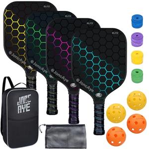 Pickleball-Paddles-Set of 4 or 2 Rackets by JoncAye, USAPA Approved Pickle-Ball Equipment with Balls, Bag, Accessories, Fiberglass Graphite Pickleball Racquet Set for Men, Women, Kids, Adults