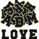Morcheiong 52Pcs Self Adhesive Chenille Letter Patches A-Z, Chenille Letters for Clothing, Fabric, Shoes, Bags (Black)