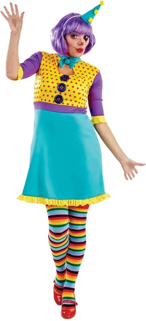 Fun Shack Clown Costume for Women, Colorful Circus Dress, Carnival Outfit (Small)