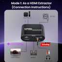 avedio Links HDMI ARC Audio Extractor Converter 4K@60Hz, HDMI to Optical Toslink SPDIF + 3.5mm AUX Jack Stereo Audio Adapter Converter Splitter Inserter Embedder Support HDCP2.2 Digital PCM DTS 5.1