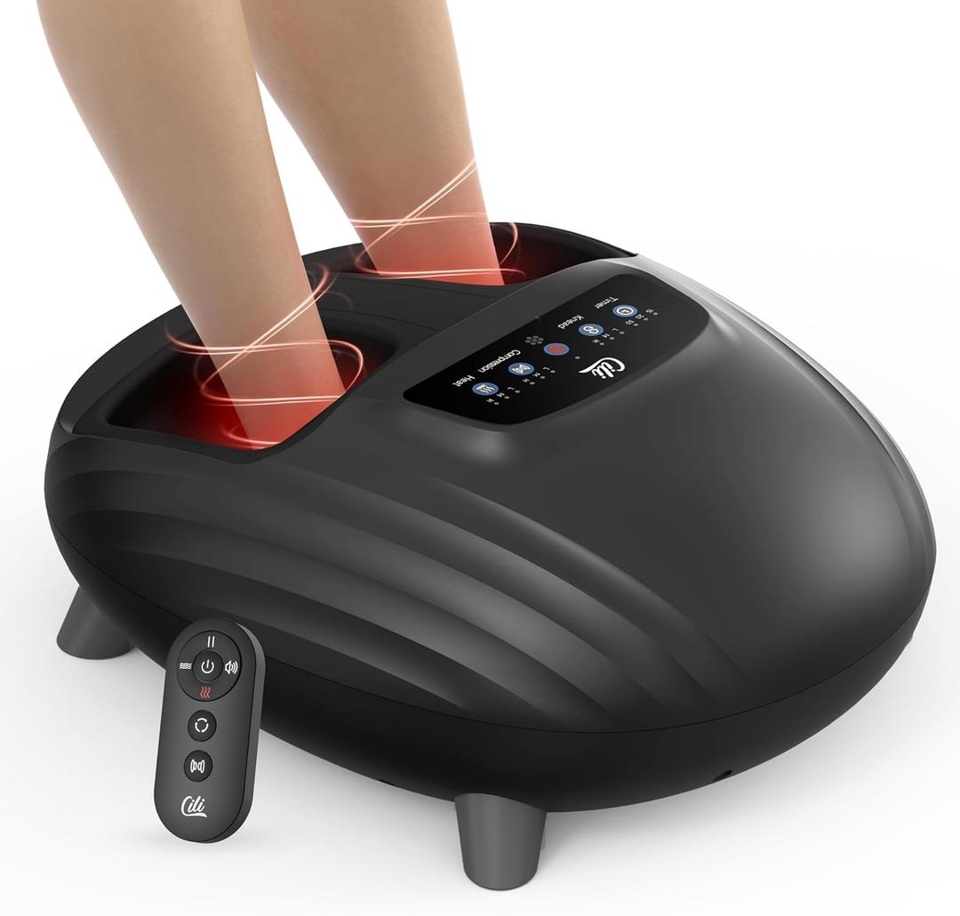 CILI Shiatsu FSA Foot Massager with Heat and Compression, Knead Rolling HSA Feet Massager for Neuropathy, Plantar Fasciitis, Remote Control, Up to Men Size 14", Christmas Gifts for Men Women
