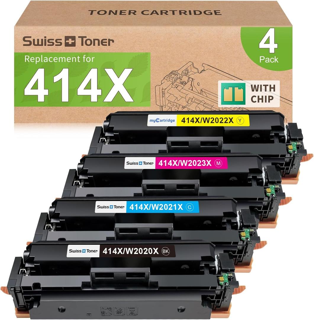 414X Toner Cartridges 4 Pack with Chip Compatible for HP 414X 414A Toner Replacement for HP Color LaserJet Pro MFP M479fdw M479fdn M479dw Pro M454dw M454dn M479 M454 M480f W2020X (BCMY)