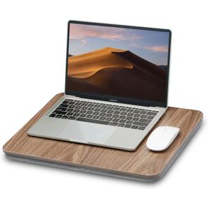 ZEAPTAC Portable Lap Laptop Desk with Pillow Cushion, Fits up to 15.6 inch Laptop, Lap Stand for Bed & Couch & Carpet, Book Tablet/Drawing Board/Computer Laptop Stand - Dark Brown Wood
