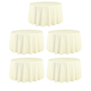 5 Pack 108 Inch Round Tablecloths Ivory - Great for 58 Inch Round Table Floor Length - Wrinkle Resistant Polyester Fabric Cloth for Wedding