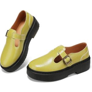 Women's Mary Jane Flats - Comfortable Vintage Style Shoes with Chunky Heel & Adjustable Strap-Fashion Casual Flats for Women (10.5)