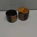 Salt and Pepper Bowl, Ceramic Salt Containers for Countertop, Salt and Pepper Cellar with Lid and Spoons, Black (Set of 2)