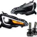 VLAND Headlights Assembly & D2S LED Bulbs Compatible for 2012-2019 Toyota 86 GT86 / 2013-2016 Scion FR-S / 2013-2019 Subaru BRZ, Plug & Play