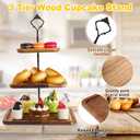 3 Pcs 3 Tier Serving Tray Square Wooden Tiered Cake Stand Acacia Wood Rustic Cupcake Display for Dessert Square Farmhouse Party, Wedding, Tea Party