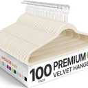 HOUSE DAY Premium Velvet Hangers 100 Pack, Non-Slip Clothes Hangers Ivory - Durable and Sturdy Felt Hanger, Velvet Hanger for Coat, Pants & Dress Slim Space Saving for Closet Organizer