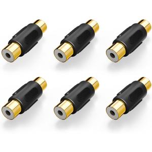 VCE 6-Pack Gold Plated RCA Female to RCA Female Coupler,Compatible with Phono,Speaker,RCA Cable,Amplifier