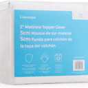 Linenspa 2 Inch Mattress Topper -Cover California King Cover Only Machine Washable  Breathable  Non Slip Cover for Mattress Topper with Zipper  Topper -Cover Only White