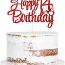 Red 14th birthday cake topper  happy 14th birthday cake topper 14th birthday party cake decorations (length 7.5in * wide6.5 in)