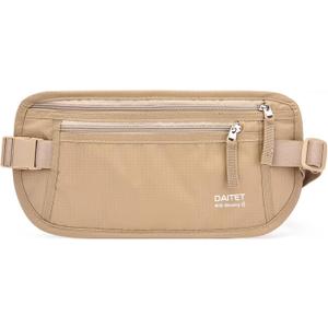 DAITET Money Belt - Passport Holder Secure Hidden Travel Wallet with RFID Blocking, Undercover Fanny Pack (Beige)