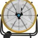 Tornado - 24 Inch High Velocity Heavy Duty Tilt Metal Drum Fan Yellow Commercial, Industrial Use 3 Speed 7700 CFM 1/3 HP 8 FT Cord ETL Safety Listed (YELLOW)