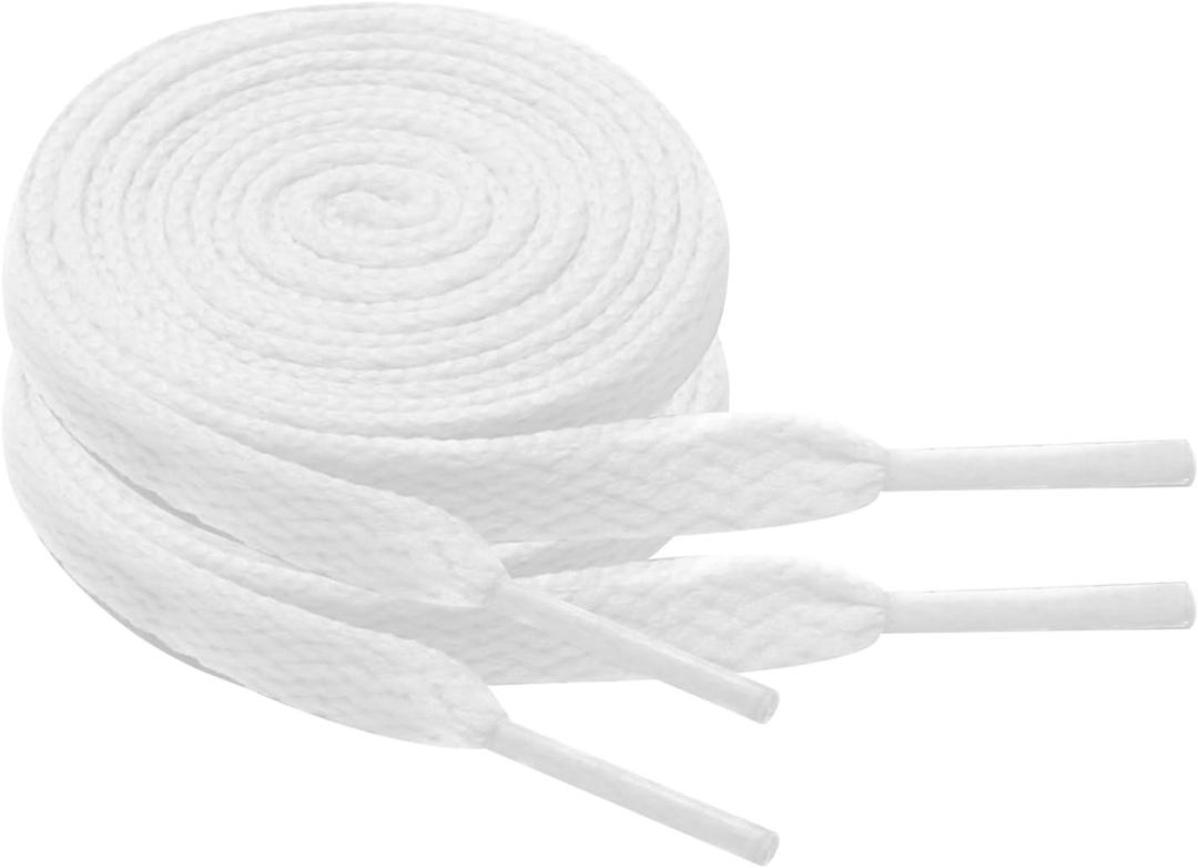 2 Pair Flat Shoe Laces for Sneakers Colorful Athletic Shoelaces Running Shoes Boot Strings for Kids Adults (59inch(150cm), White)