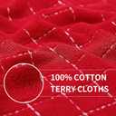Homaxy 100% Cotton Terry Kitchen Towels(Red, 13 x 28 inches), Checkered Designed, Soft and Super Absorbent Dish Towels, 4 Pack