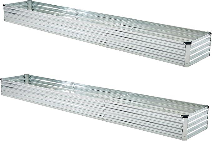 10x2x1ft(2 Pack) Galvanized Raised Garden Bed,Outdoor Planter Box Metal Patio Kit Planting Bed for Vegetables Flowers and Succulents,Silver
