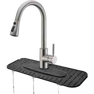 Kingmall Silicone Faucet Mat, Kitchen Faucet Mat for Drip Catcher, 100% Food Grade Silicone, Black, Deck Mount, Single Hole, Reusable, for Faucets with 1cm(0.4 Inch) Deck Plate