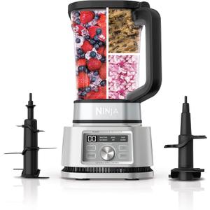 Ninja Foodi SS201 Power Blender & Processor. 3-in-1 Crushing Blender, Dough Mixer, and Food Processor 1400WP smartTORQUE 6 Auto-iQ Presets