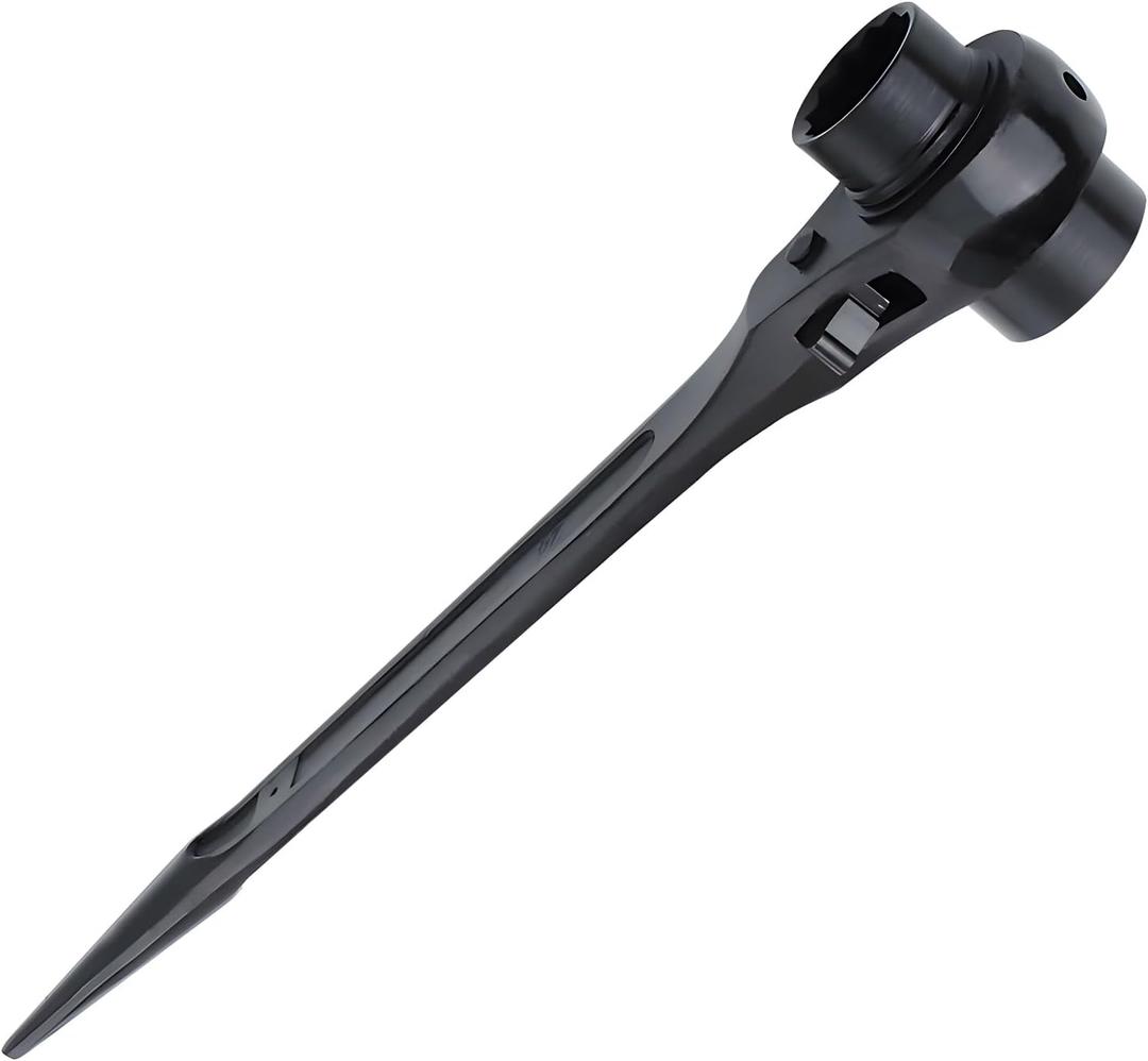Elecbee Scaffold Podger Ratchet Spanner Ratchet Wrench Scaffold Double Ratchet Multifunctional Socket Wrench Site Ratcheting Scaffold Tools Long Handle Bar Hammer for Construction Works (19-24mm)