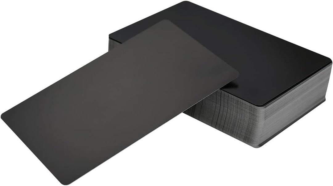 100pcs Blank Business Cards - Aluminum Sublimation Cards, 3.4 x 2.1 Inch (Black)