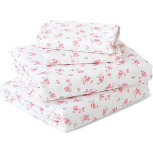 MUXHOMO King Size 4 Piece Sheet Set, Soft Breathable Bed Sheet Set for Bedroom with Deep Pocket Up to 16", Wrinkle-Free & Cooling Bedding for Oeko-TEX Certified - Blossoms Pink