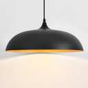 Large Pendant Light Fixtures Ceiling Hanging, 17.7" Dome Pendant Lights,Black and Gold Finish Lighting Fixture,Adjustable Pendant Lamps for Living Room,Dining Room,Kitchen Island