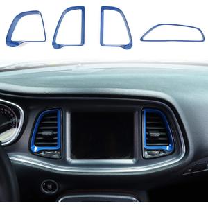 Voodonala for Challenger Center Consoles AC Outlet Vent Air Vent Grille Trim for 2015-2024+ Dodge Challenger Interior Accessories,ABS Blue 4pcs